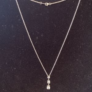 Silver 3 Diamond Necklace